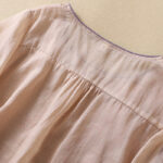 Buddha Stones Embroidery Leaves Women's Cotton Linen Half Sleeve T-shirt - image 15