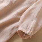 Buddha Stones Embroidery Leaves Women's Cotton Linen Half Sleeve T-shirt - image 19