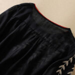 Buddha Stones Embroidery Leaves Women's Cotton Linen Half Sleeve T-shirt - image 26