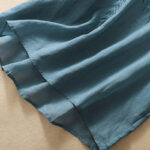 Buddha Stones Embroidery Leaves Women's Cotton Linen Half Sleeve T-shirt - image 36