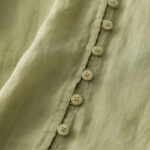 Buddha Stones Embroidery Button-down Women's Cotton Linen Shirt - image 5