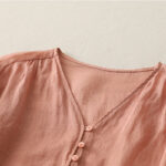 Buddha Stones Embroidery Button-down Women's Cotton Linen Shirt - image 27