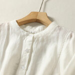 Buddha Stones Plain Single Breasted Women's Cotton Linen Shirt - image 11