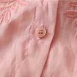 Buddha Stones Embroidery Flowers Single Breasted Women's Cotton Linen Shirt - image 39