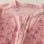 Buddha Stones Embroidery Flowers Single Breasted Women's Cotton Linen Shirt - image 34