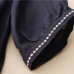 Buddha Stones Embroidery Crew Neck Pleats Women's Cotton Linen Half Sleeve T-shirt - image 18