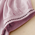 Buddha Stones Embroidery Crew Neck Pleats Women's Cotton Linen Half Sleeve T-shirt - image 23