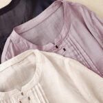 Buddha Stones Embroidery Crew Neck Pleats Women's Cotton Linen Half Sleeve T-shirt - image 27