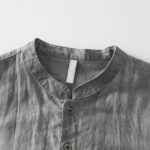 Buddha Stones Vintage Simple Buttons Design Men's Short Sleeve Cotton Linen Shirt With Pocket - image 3