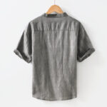 Buddha Stones Vintage Simple Buttons Design Men's Short Sleeve Cotton Linen Shirt With Pocket - image 2