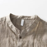 Buddha Stones Vintage Simple Buttons Design Men's Short Sleeve Cotton Linen Shirt With Pocket - image 15
