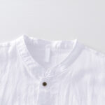 Buddha Stones Vintage Simple Buttons Design Men's Short Sleeve Cotton Linen Shirt With Pocket - image 8
