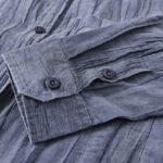 Buddha Stones Retro Pleats Buttons Men's Long Sleeve Ramie Linen Shirt With Pockets - image 20