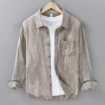 Buddha Stones Retro Pleats Buttons Men's Long Sleeve Ramie Linen Shirt With Pockets - Tan - US/UK/AU42，EU52 (3XL) - image 9