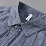 Buddha Stones Retro Pleats Buttons Men's Long Sleeve Ramie Linen Shirt With Pockets - image 18