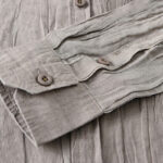 Buddha Stones Retro Pleats Buttons Men's Long Sleeve Ramie Linen Shirt With Pockets - image 15