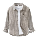 Buddha Stones Retro Pleats Buttons Men's Long Sleeve Ramie Linen Shirt With Pockets - image 16