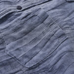 Buddha Stones Retro Pleats Buttons Men's Long Sleeve Ramie Linen Shirt With Pockets - image 19