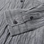 Buddha Stones Retro Pleats Buttons Men's Long Sleeve Ramie Linen Shirt With Pockets - image 4