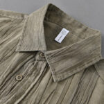 Buddha Stones Retro Pleats Buttons Men's Long Sleeve Ramie Linen Shirt With Pockets - image 6