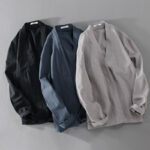 Buddha Stones Casual Pure Color Stand Collar Men's Long Sleeve Cotton Linen Shirt With Pockets - image 28