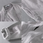 Buddha Stones Casual Pure Color Stand Collar Men's Long Sleeve Cotton Linen Shirt With Pockets - image 17