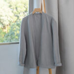Buddha Stones Casual Pure Color Stand Collar Men's Long Sleeve Cotton Linen Shirt With Pockets - image 10