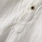 Buddha Stones Plain Pleats Half Buttons Design Stand Collar Men's Long Sleeve Cotton Linen Shirt - image 8