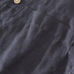 Buddha Stones Summer Half Buttons Design Lapel Men's Short Sleeve Linen Shirt With Pocket - image 9
