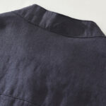 Buddha Stones Summer Half Buttons Design Lapel Men's Short Sleeve Linen Shirt With Pocket - image 7