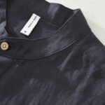 Buddha Stones Summer Half Buttons Design Lapel Men's Short Sleeve Linen Shirt With Pocket - image 6