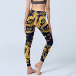 Buddha Stones Golden Dragons Vine Print Gym Leggings Women's Yoga Pants - image 5