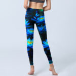 Buddha Stones Deep Blue Water Lily Lotus Print Gym Leggings Women's Yoga Pants - image 7