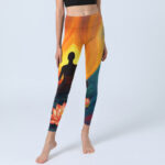 Buddha Stones Meditating Figure Lotus Flower Print Gym Leggings Women's Yoga Pants - image 6