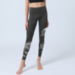 Buddha Stones White Sketch Lotus Flowers Leaves Print Gym Leggings Women's Yoga Pants - image 6