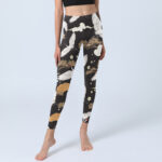 Buddha Stones White Red-crowned Cranes Golden Pine Trees Print Gym Leggings Women's Yoga Pants - image 6