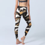 Buddha Stones White Red-crowned Cranes Golden Pine Trees Print Gym Leggings Women's Yoga Pants - image 5