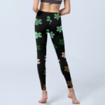Buddha Stones Green Pink Five-petal Flowers Print Gym Leggings Women's Yoga Pants - image 7