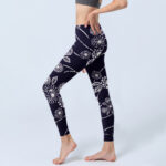 Buddha Stones White Sketch Chrysanthemums Print Gym Leggings Women's Yoga Pants - image 3