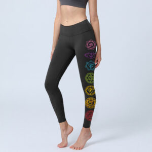 Buddha Stones OM Symbol Sanskrit Characters Print Gym Leggings Women's Yoga Pants - Black - US18，UK/AU22，EU50 (4XL) - image 1
