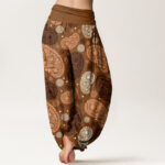Buddha Stones Cashew Flower Leaf Vines Sunflowers Pattern Women's Elastic Waist Harem Pants - image 6