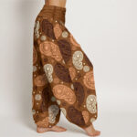 Buddha Stones Cashew Flower Leaf Vines Sunflowers Pattern Women's Elastic Waist Harem Pants - image 7