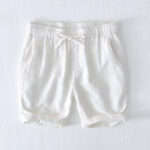Buddha Stones Summer Solid Color Drawstring Elastic Waist Men's Cotton Linen Shorts With Pockets - White - US/UK/AU44，EU54 (4XL) - image 6