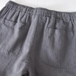 Buddha Stones Summer Solid Color Drawstring Elastic Waist Men's Cotton Linen Shorts With Pockets - image 19