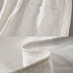 Buddha Stones Summer Solid Color Drawstring Button Design Men's Linen Shorts With Pockets - image 8