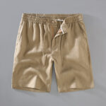 Buddha Stones Summer Solid Color Drawstring Button Design Men's Linen Shorts With Pockets - Goldenrod - US/UK/AU42，EU52 (3XL) - image 1