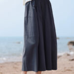 Buddha Stones Casual Plain Cotton High Waist Women's Wide Leg Capri Cropped Pants With Pockets - image 6