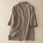 Buddha Stones Women's Three Quarter Sleeve Button Cotton Small Suit Jacket With Pockets - image 2