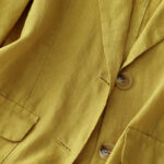 Buddha Stones Women's Three Quarter Sleeve Button Cotton Small Suit Jacket With Pockets - image 11