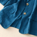 Buddha Stones Women's Three Quarter Sleeve Button Cotton Small Suit Jacket With Pockets - image 14